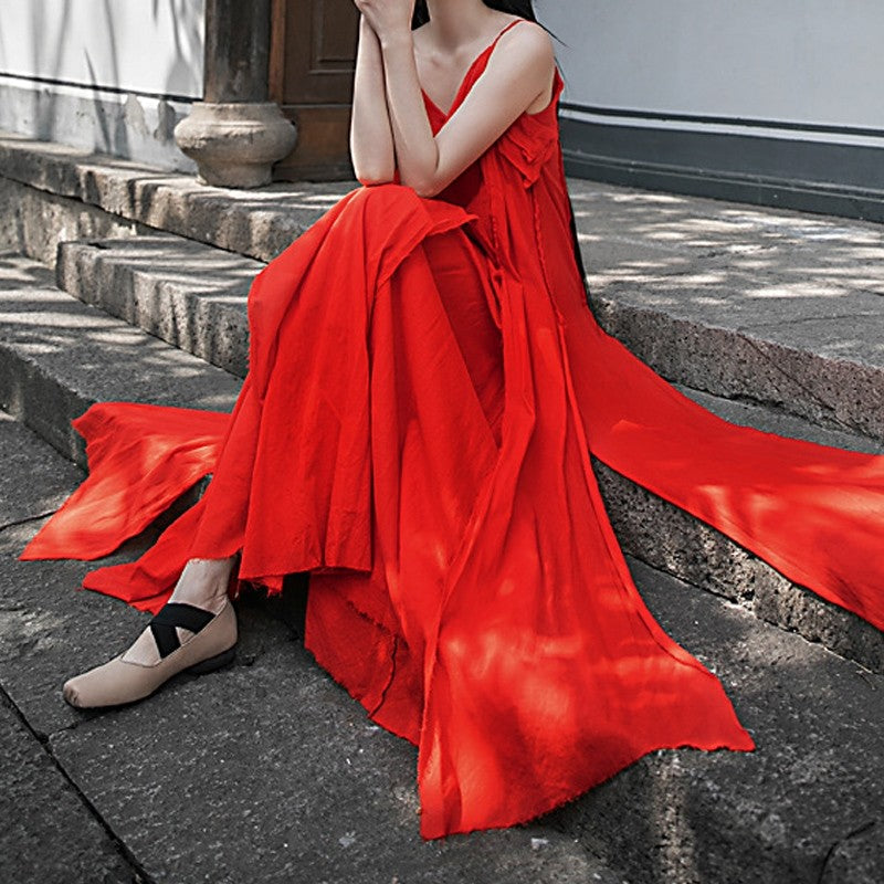 Solid Color Sleeveless Maxi Dress with Spaghetti Straps and Flowy Hem
