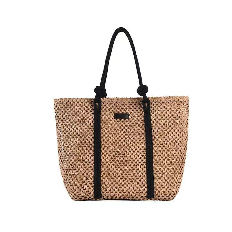 Woven Bag with Hollow-Out Design and Spacious Storage