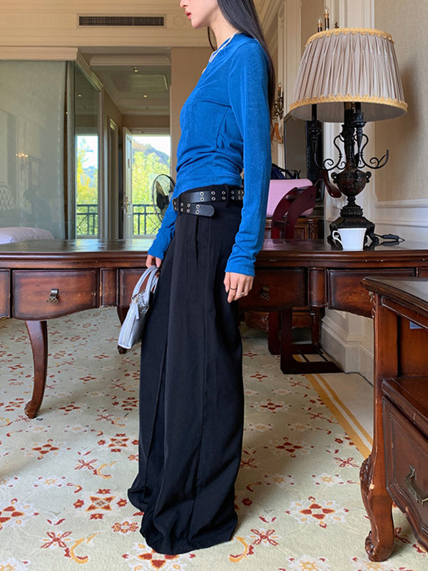 Loose Wide Leg Solid Color Split-Joint Pants Suit Pants Trousers