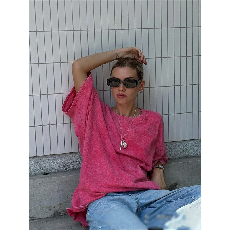 Distressed Casual Loose Fit Crewneck T-Shirt