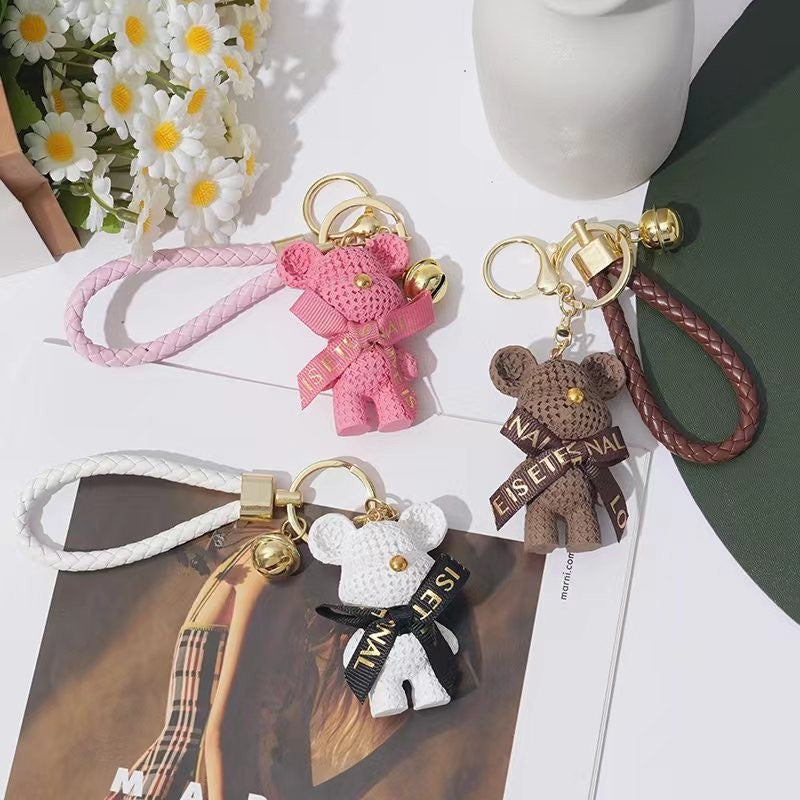 Knitted Bear Keychain Bag Charm - Adorable and Stylish