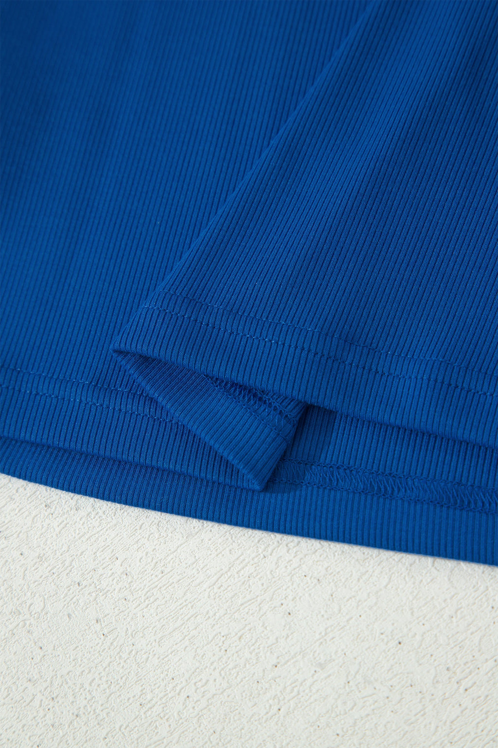 Dark Blue Ribbed Slim Tank Pocketed Wide Leg Shorts Set