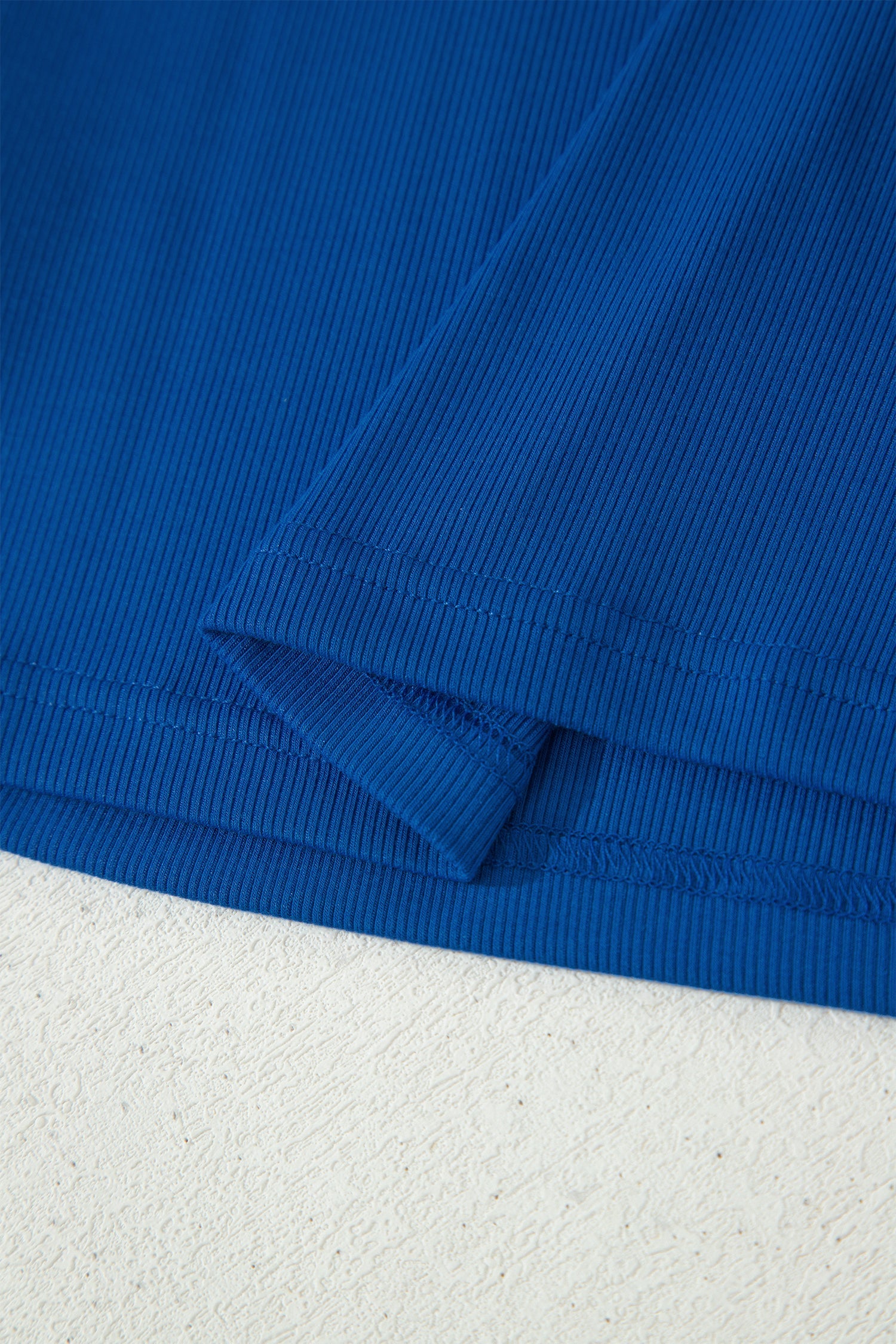 Dark Blue Ribbed Slim Tank Pocketed Wide Leg Shorts Set