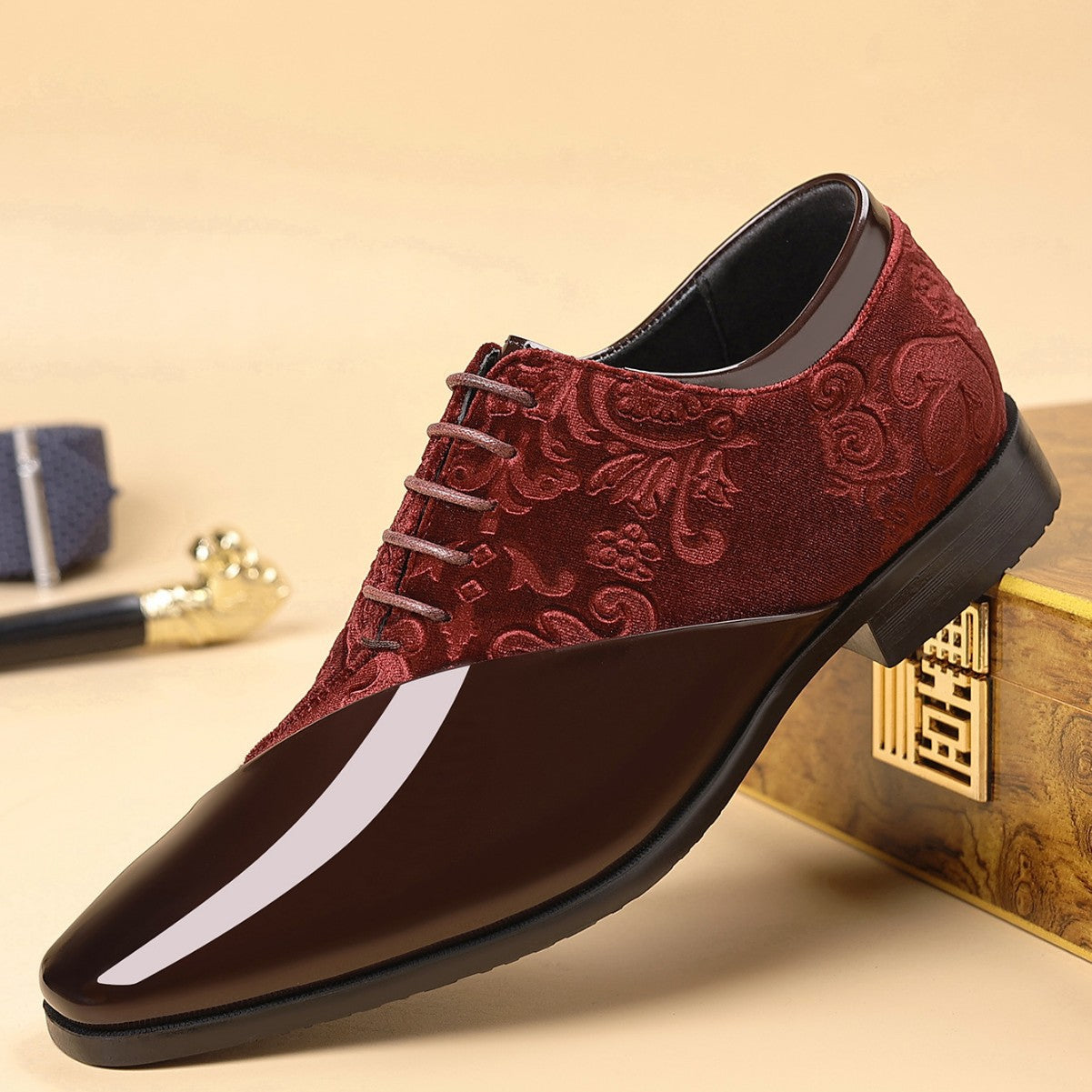 Men's Shiny Pointed-Toe Business Leather Shoes - Premium PU Leather Square Toe Dress Shoes