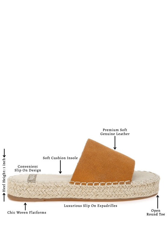 Huntra Real Soft Leather Espadrille Flatforms