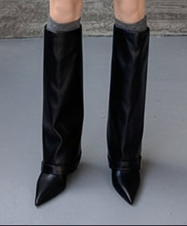Women's Pointed-Toe High-Heel Boots – Slimming Tapered Leg | Matte Black, Glossy Black, Angora Red