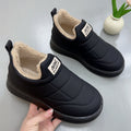 Women's Old Beijing Cotton Boots – Plaid Faux Fur Lined Flat Heel Mid-Calf Shoes