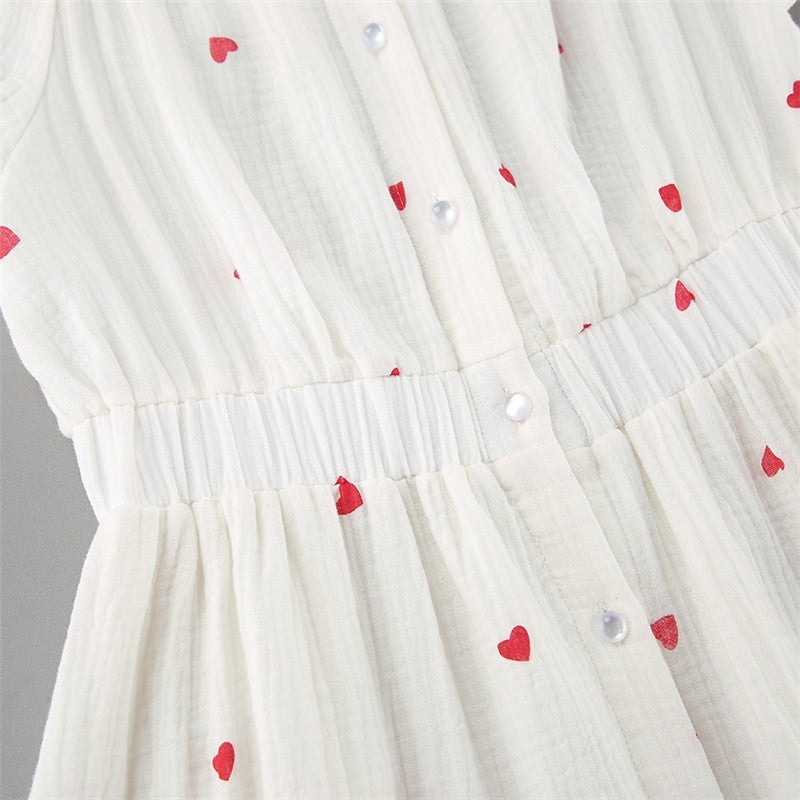 Heart Print One-Shoulder Nightgown with Ruffle Hem