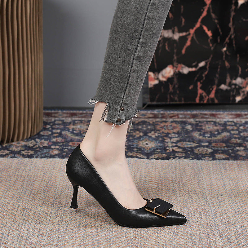 Women's Stiletto Heels | Rhinestone Pointed-Toe PU Leather Pumps