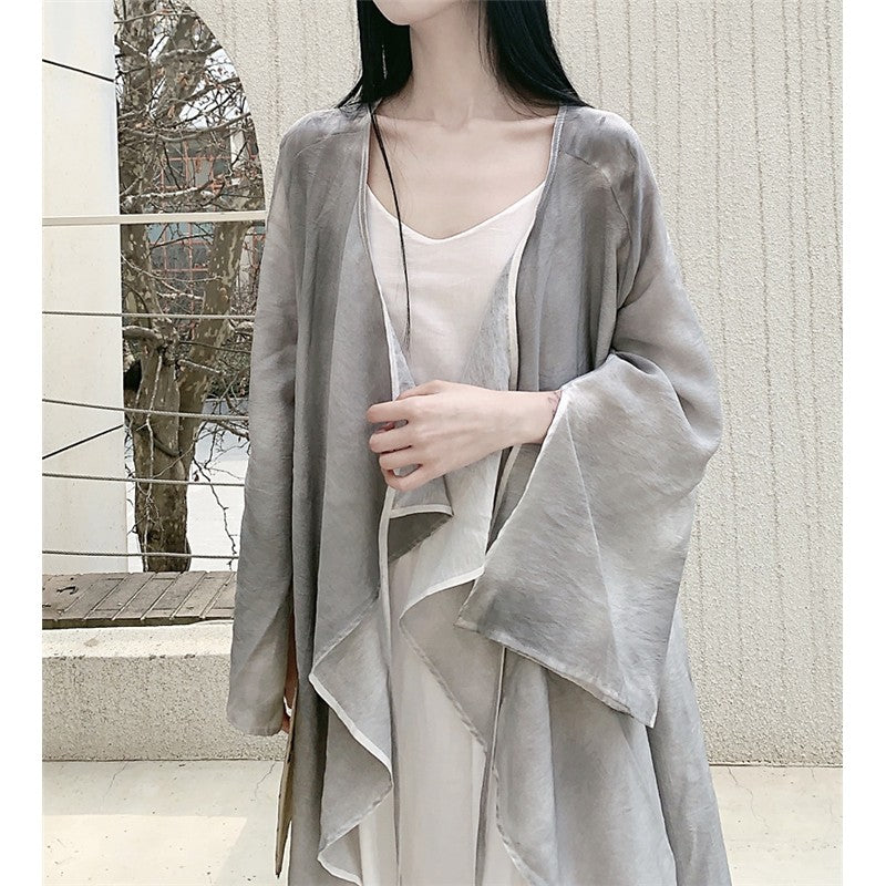 Long Sleeve Irregular Retro Thin Tied Casual Loose Cardigan
- Optimized Title: Vintage Long Sleeve Irregular Tie Up