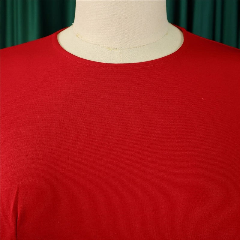 Ruffle Hem Solid Color Bodycon Dress for Office Wear
