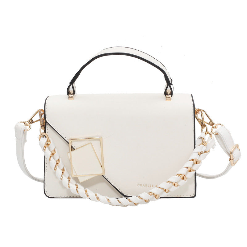 Women's Chain Shoulder Crossbody Bag - Small Square PU Leather Handbag