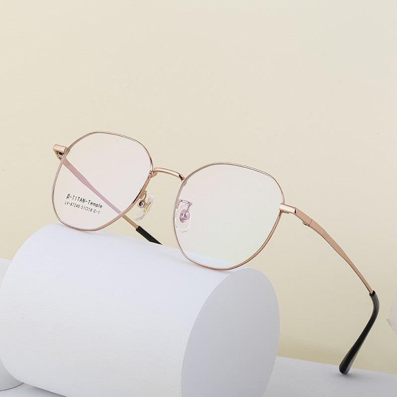 Ultra-Light Half-Titanium Square Frame Eyeglasses Plain Glasses