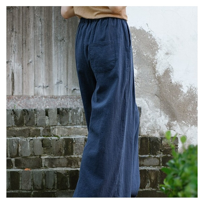 Elegant Tie-Waist Wide-Leg Pants in Solid Color