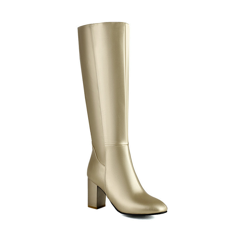 Women's Over-the-Knee High Heel Boots | Chunky Block Heel Thigh High Boots