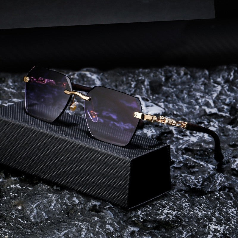 Fashion Retro Frameless UV400 Sun Protection Outdoor Eyewear Sunglasses