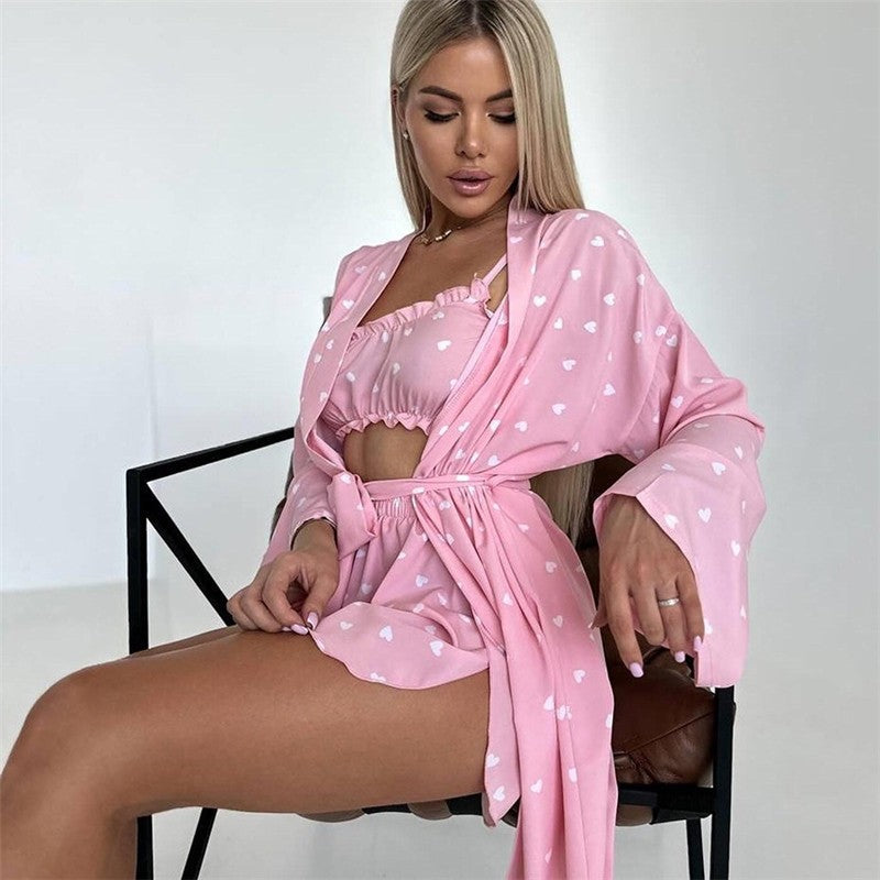 Cozy Sleepwear Set: Robe, Pyjamas, Underwear, and Shorts