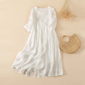 High-Waisted Solid Color Long A-Line Dress