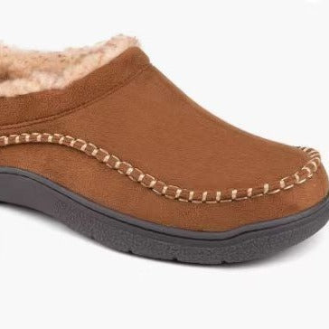 Men's Non-Slip Warm Fleece-Lined Suede Home Slippers | Indoor House Shoes