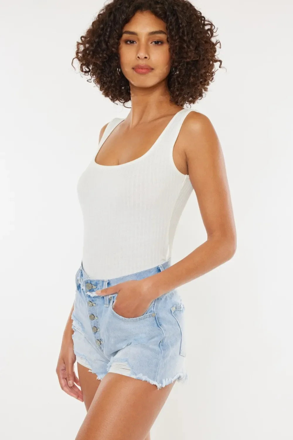 I am a Fashion Junky Distressed Button Fly Denim Shorts