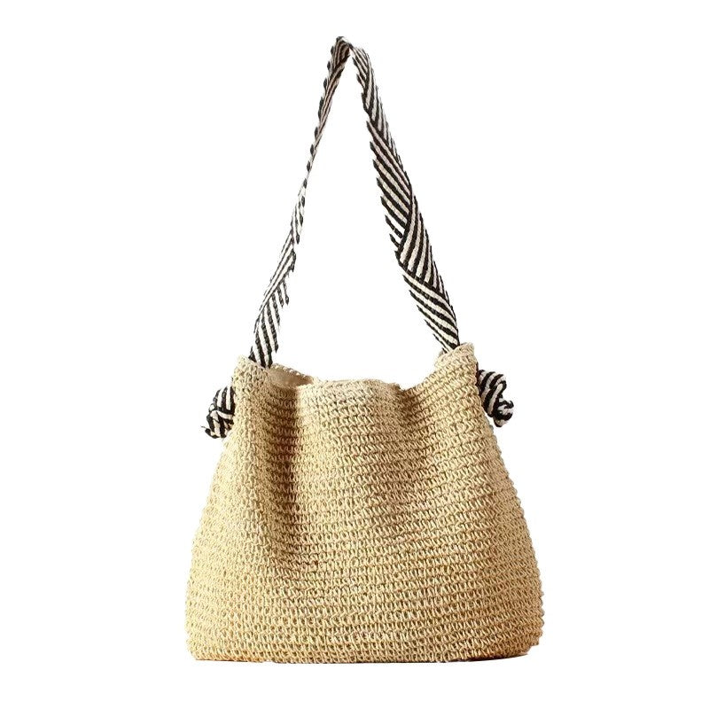 Straw Woven Beach Bag in Solid Color