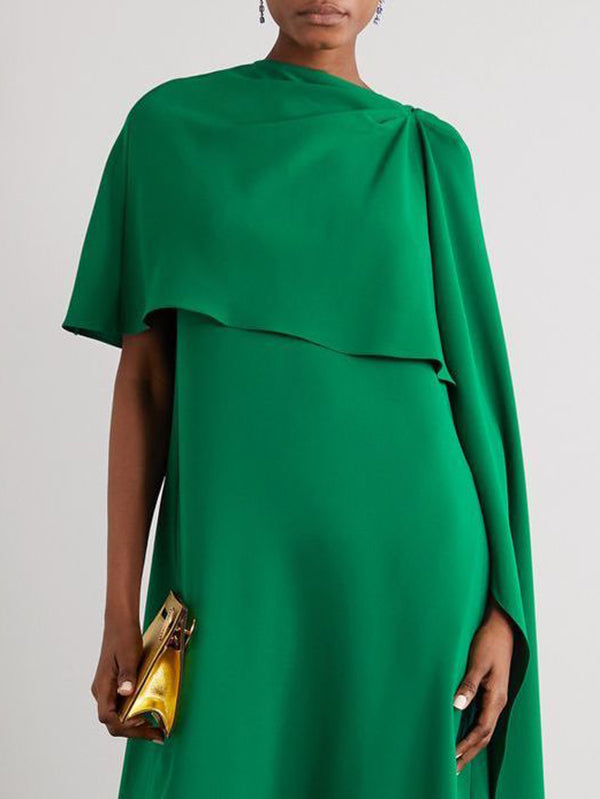 Flowy Solid Color Maxi Dress with an Asymmetric Hem