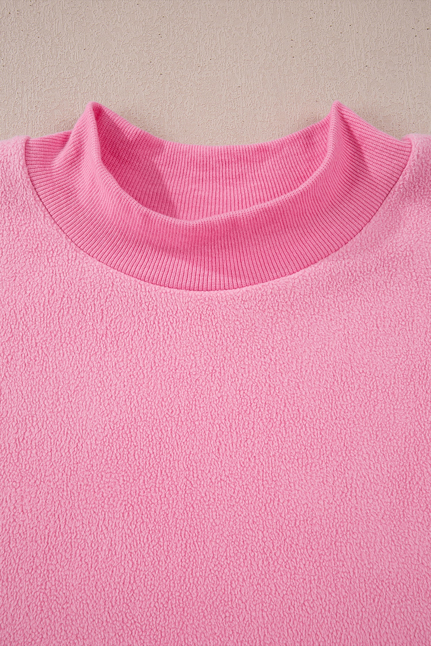 Bright Pink Oversize Drop Shoulder Reversible Mock Neck Sweatshirt