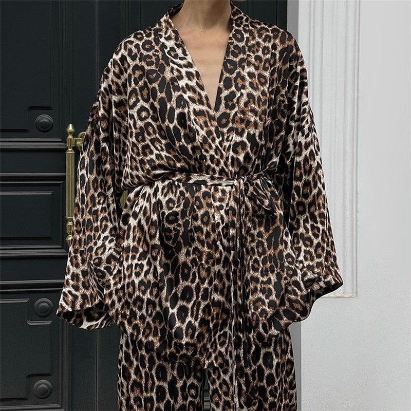 Leopard Print Long Sleeve Pajama Set