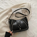 Studded Underarm Crossbody Bag – Minimalist PU Leather Shoulder Bag for Women