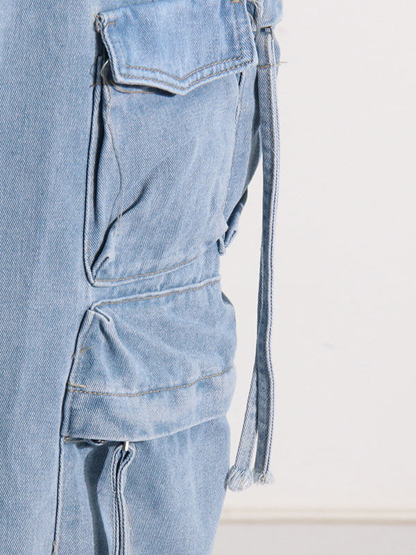 High Waisted Loose Buckle Split-Back Split-Joint Streamer Zipper Skirts