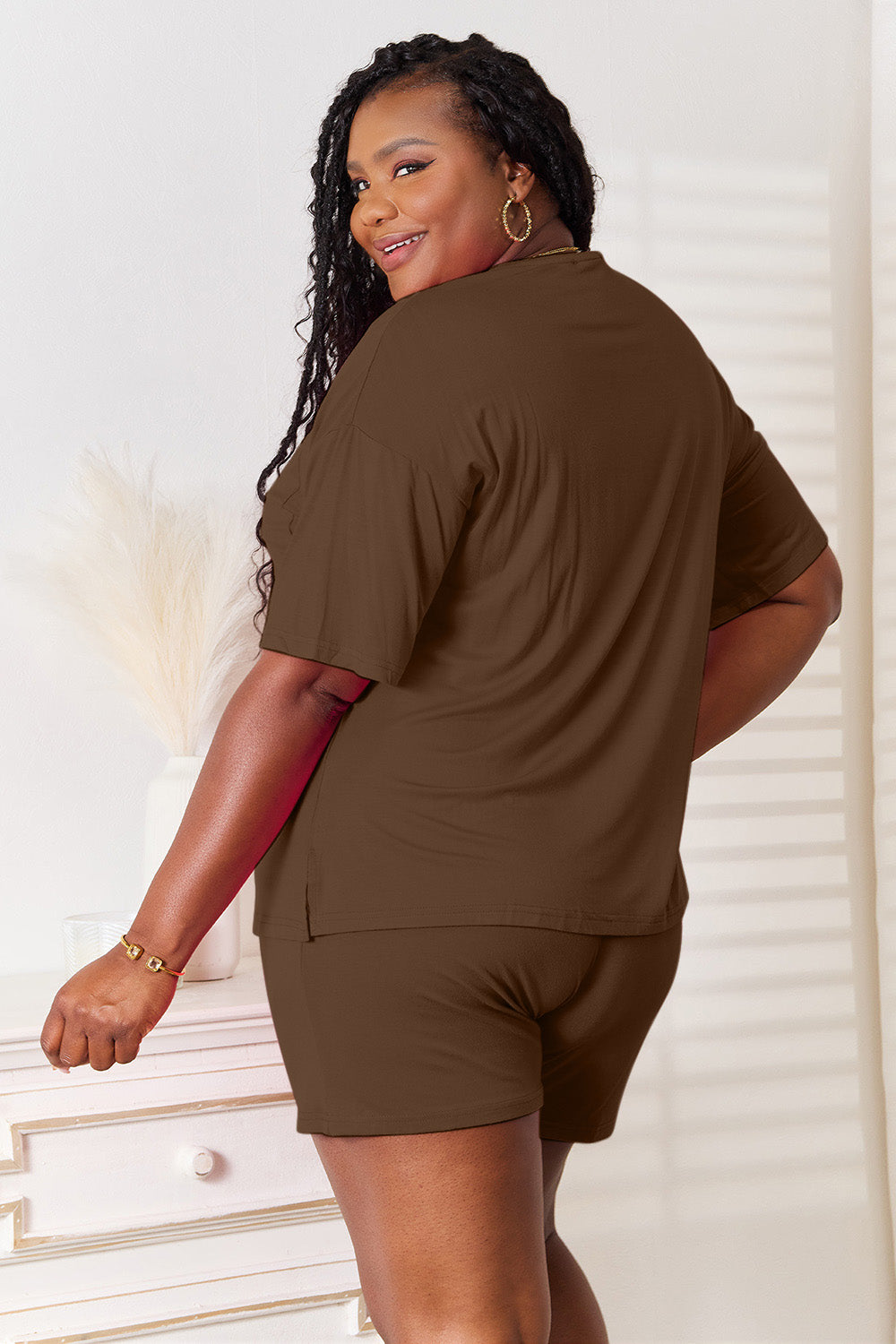 I am a Fashion Junky Full Size Soft Rayon Half Sleeve Top and Shorts Set