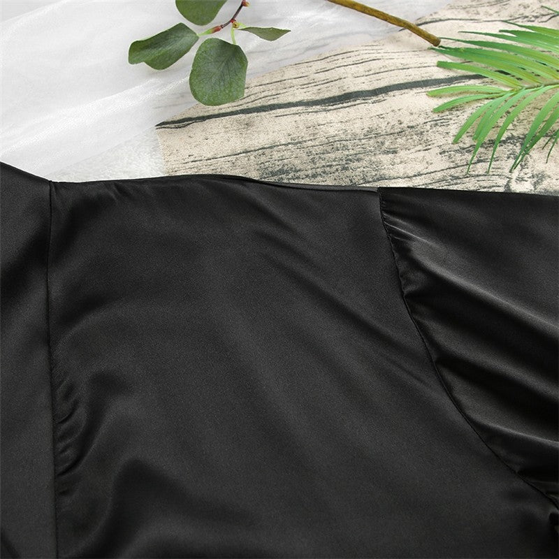 Feathered Silk Nightgown for Women - Long and Loose-Fitting