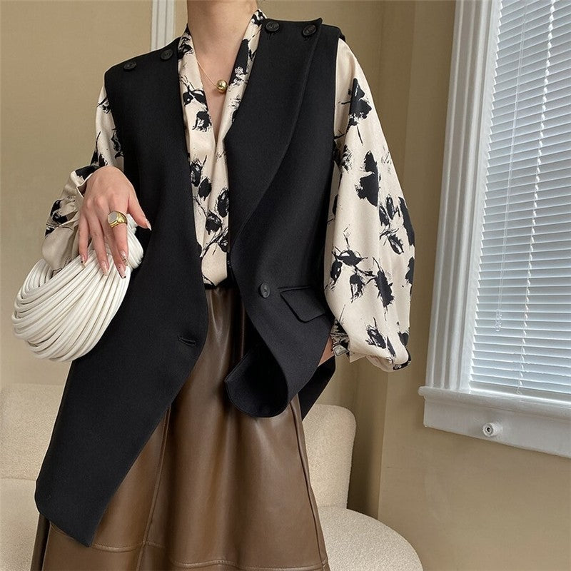 Vibrant Ink Lantern Sleeve Satin V-Neck Shirt