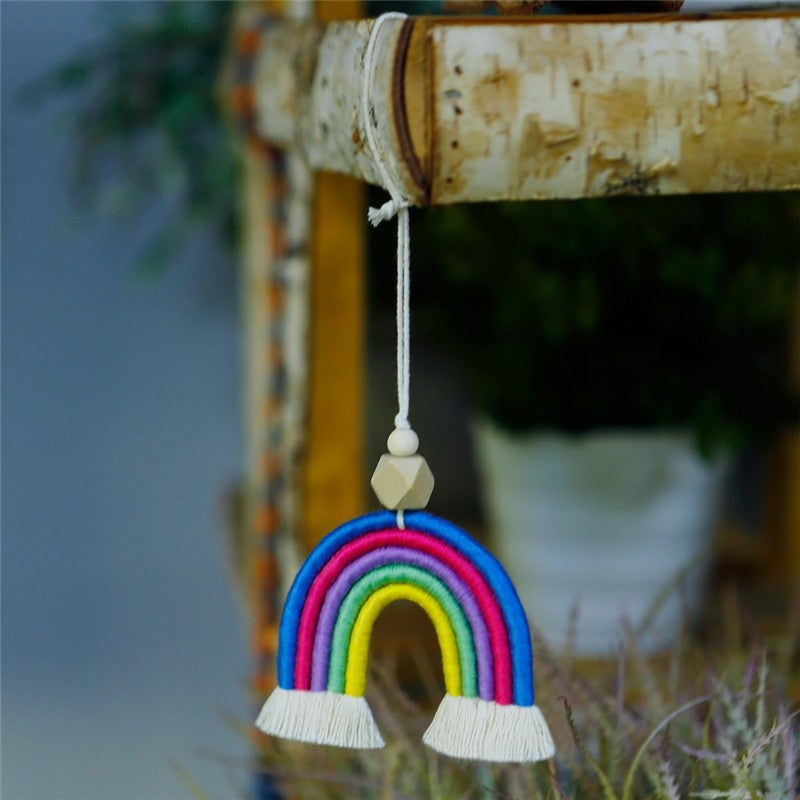 Colorful Handmade Crocheted Rainbow Car Hanging Decorations