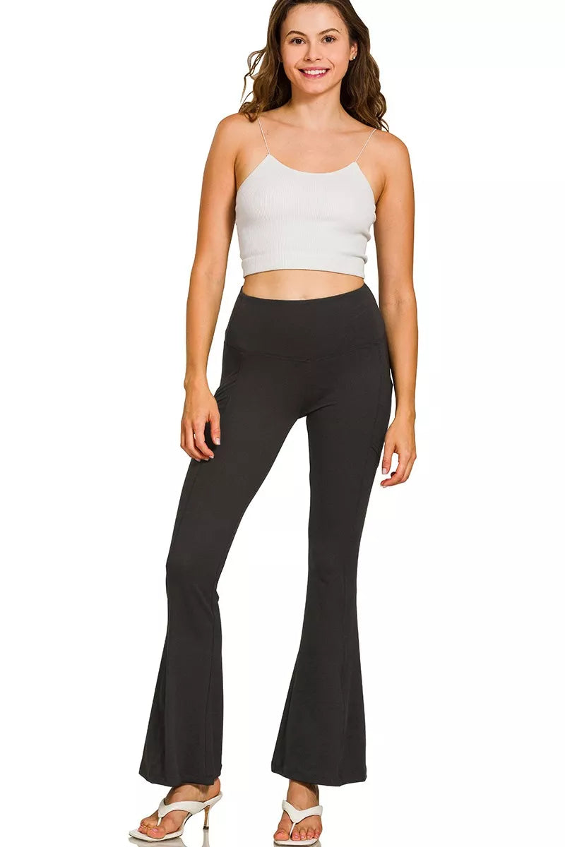 Brushed Dty Microfiber Flare Pants