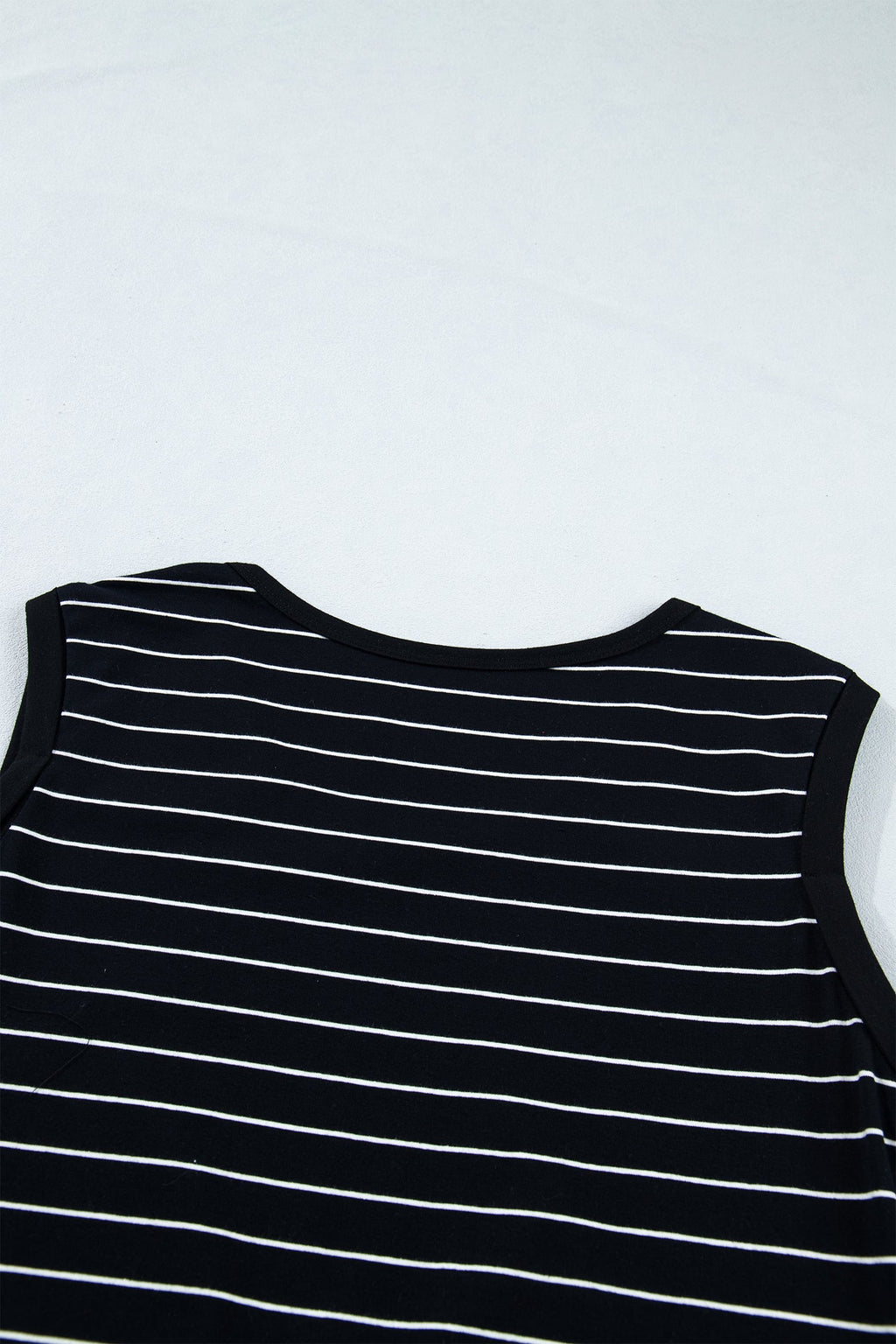 Black Stripe Drawstring Tunic Tank Mini Dress with Pockets