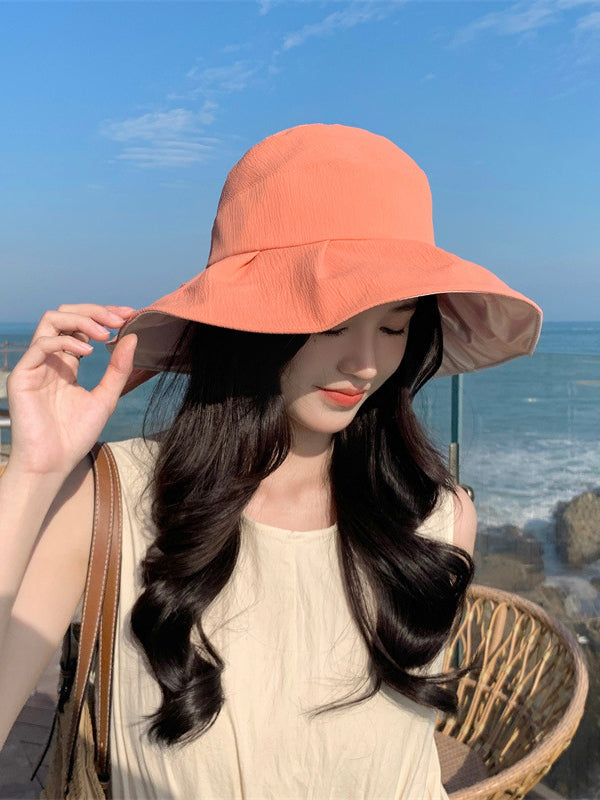 Bowknot Pleated Split-Joint Fisherman Hat Sun Hat