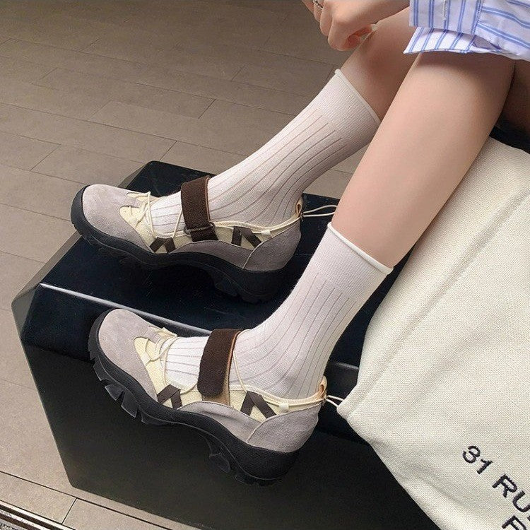 Women's Retro Chunky Platform Velcro Sneakers | Breathable Mesh | Height Lift