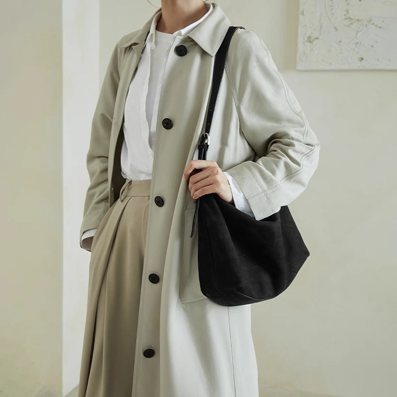 Laid-Back Vintage Genuine Leather Crossbody Shoulder Bag for Women