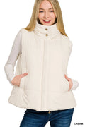 High Neck Zip-Up Vest Coat