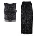 Sequin Embellished Vest and Maxi Skirt Ensemble