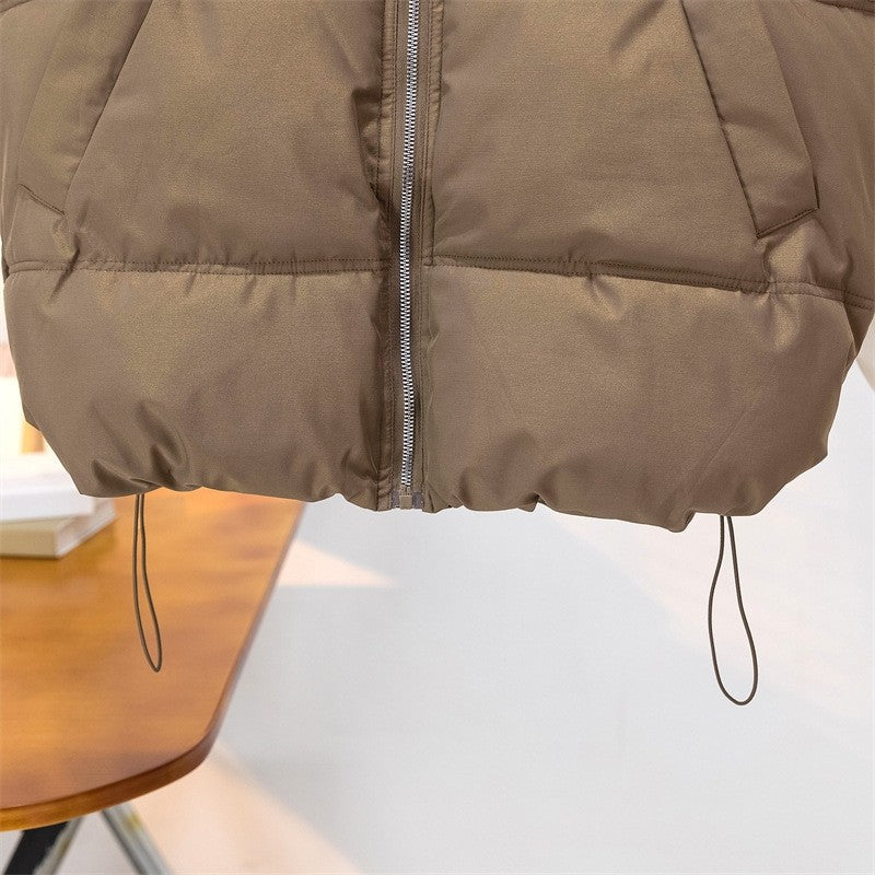 Solid Color Stand Collar Short Cotton Vest