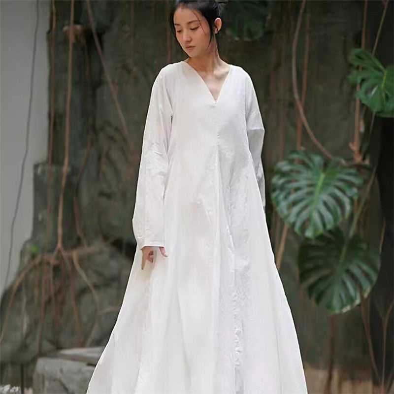 Two-Layered Long Sleeve Solid Color Dress
