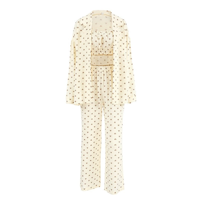 Printed Long Sleeve Bustier and Pants Set for Women