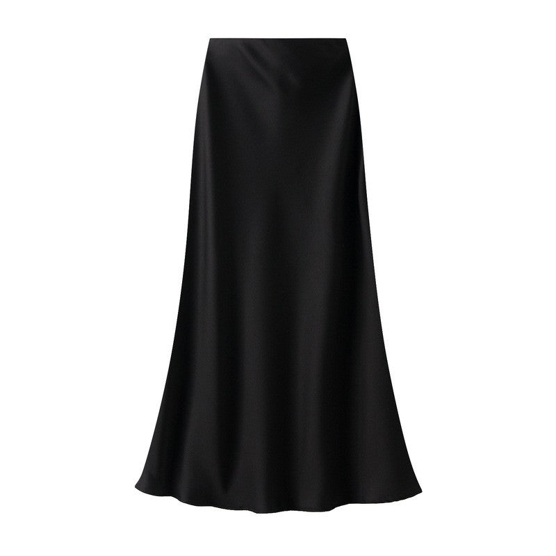 High Waisted Satin Fishtail Maxi Skirt
