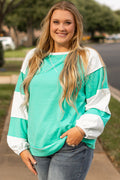 Colorblock Patchwork Cross Seam Plus Sweatshirt