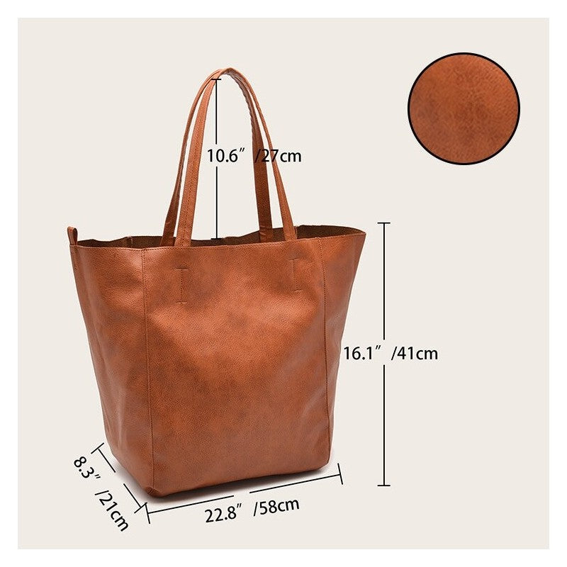 Large Capacity Soft Leather Shoulder Tote Bag