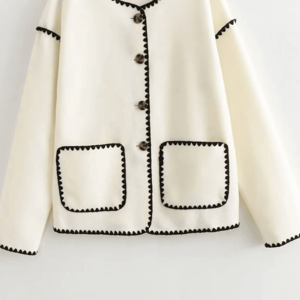 Casual Chic Ivory Button Up Jacket