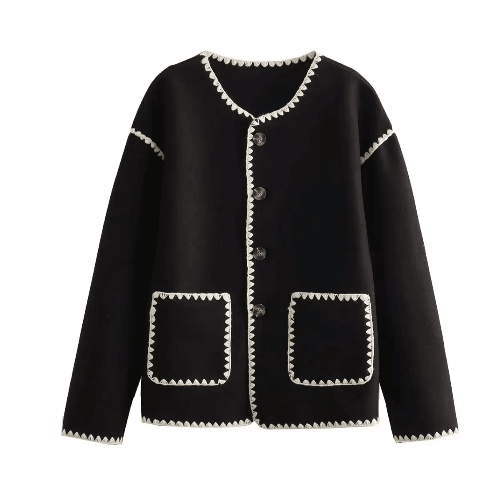 Casual Chic Black Button Up Jacket