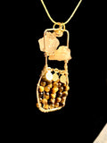 Catrina Handmade Tiger-Eye and Raw Citrine "Bottle" Pendant Necklace